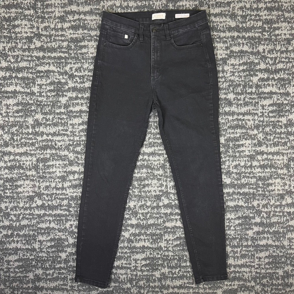 Curve Appeal Essential Skinny Jeans Womens 8/29 Black High Rise VBM00656X Denim